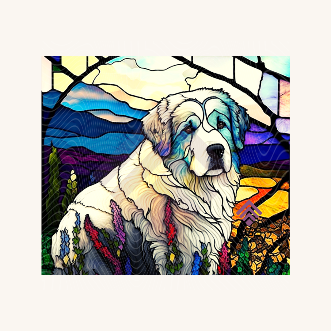 Stained Glass Pyrenean Mountain Dog Magnet