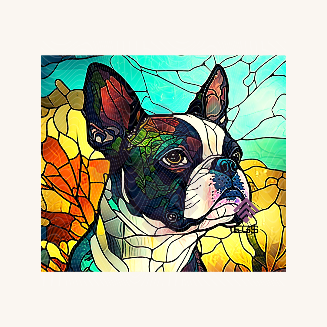 Stained Glass Boston Terrier Magnet