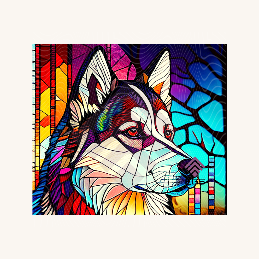 Stained Glass Siberian Husky Magnet