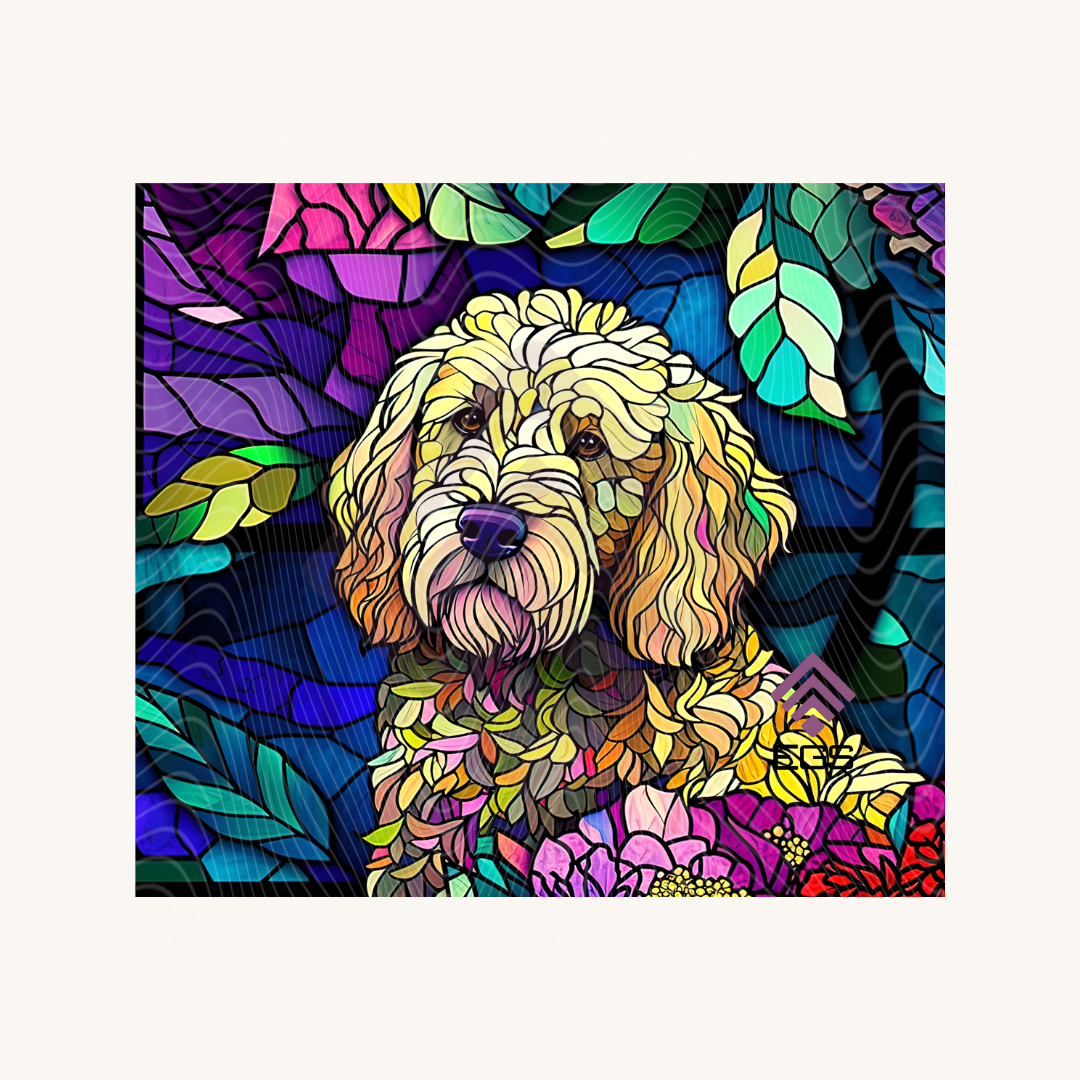 Stained Glass Goldendoodle Magnet