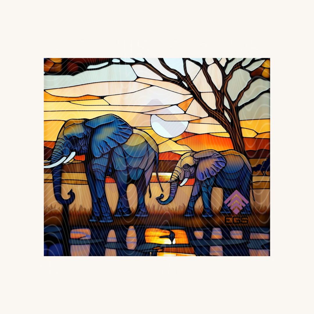 Stained Glass 'Mama & Baby' Elephant Magnet