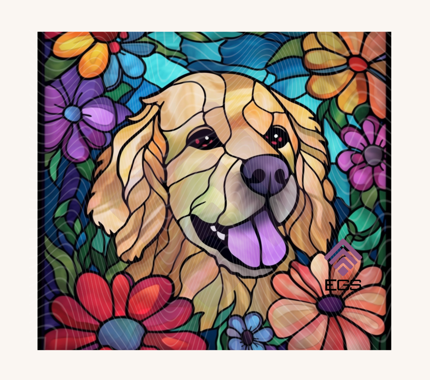 Stained Glass Golden Pup Magnet