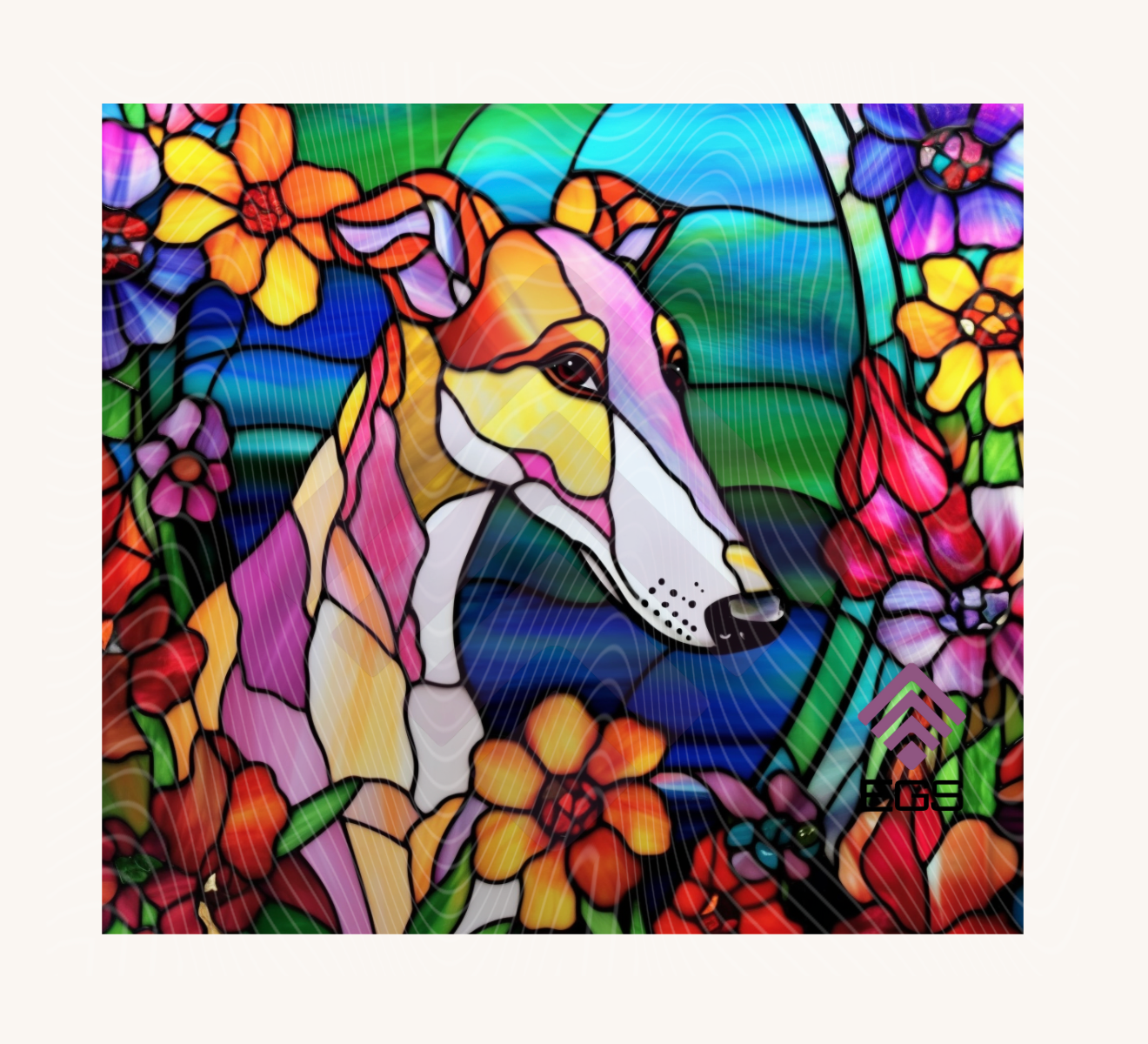 Stained Glass Greyhound Dog Magnet