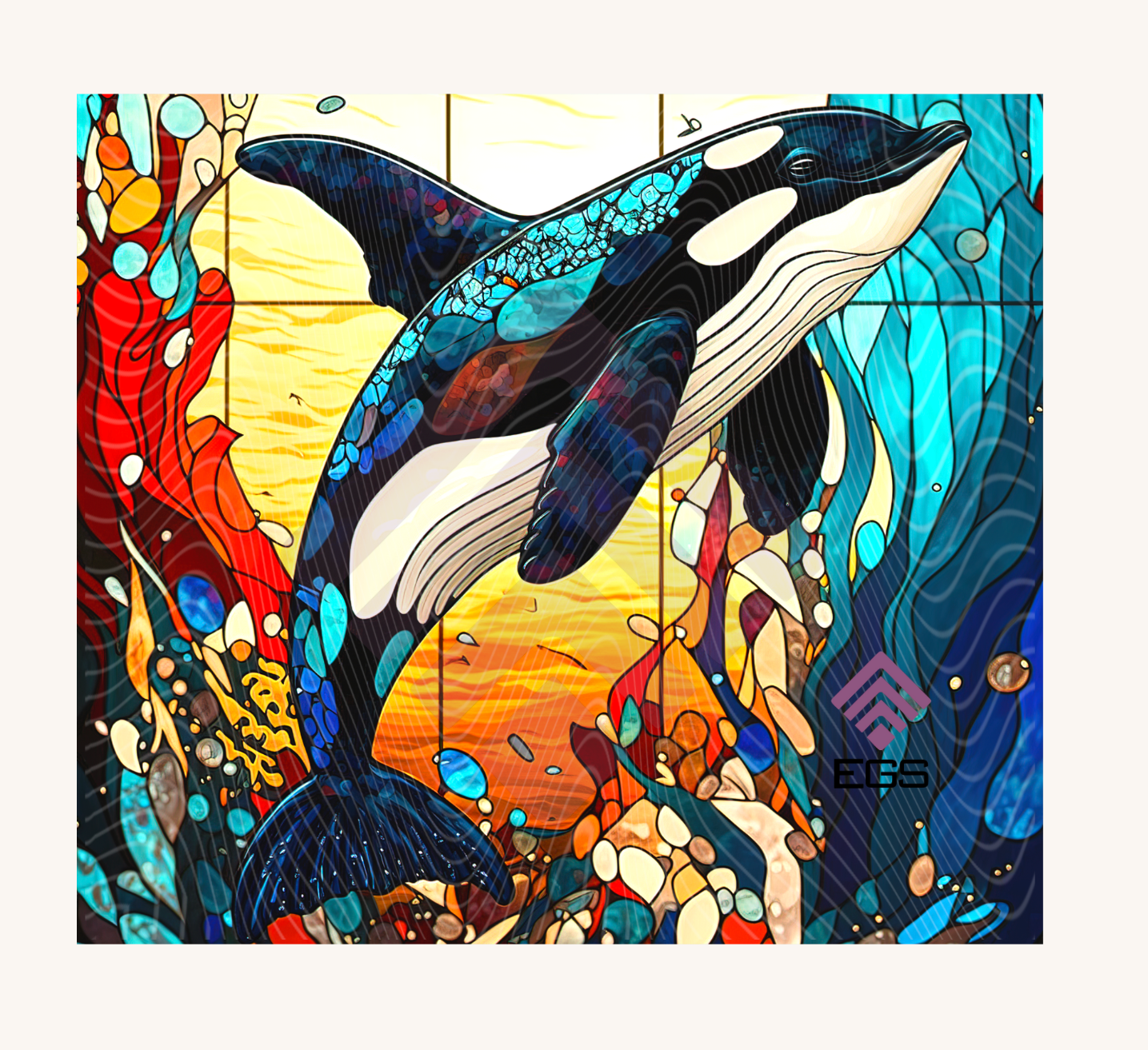 Stained Glass Orca Magnet