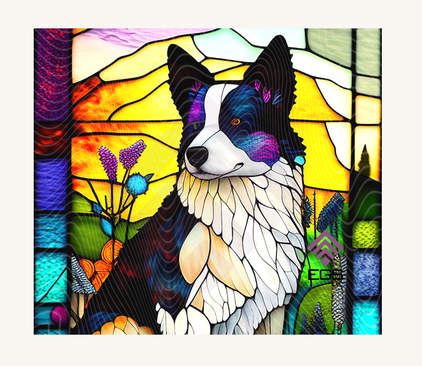 Stained Glass Border Collie Magnet
