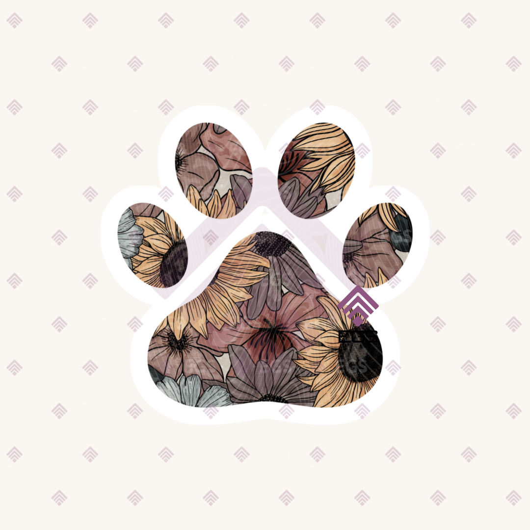 Floral Paw Print Sticker