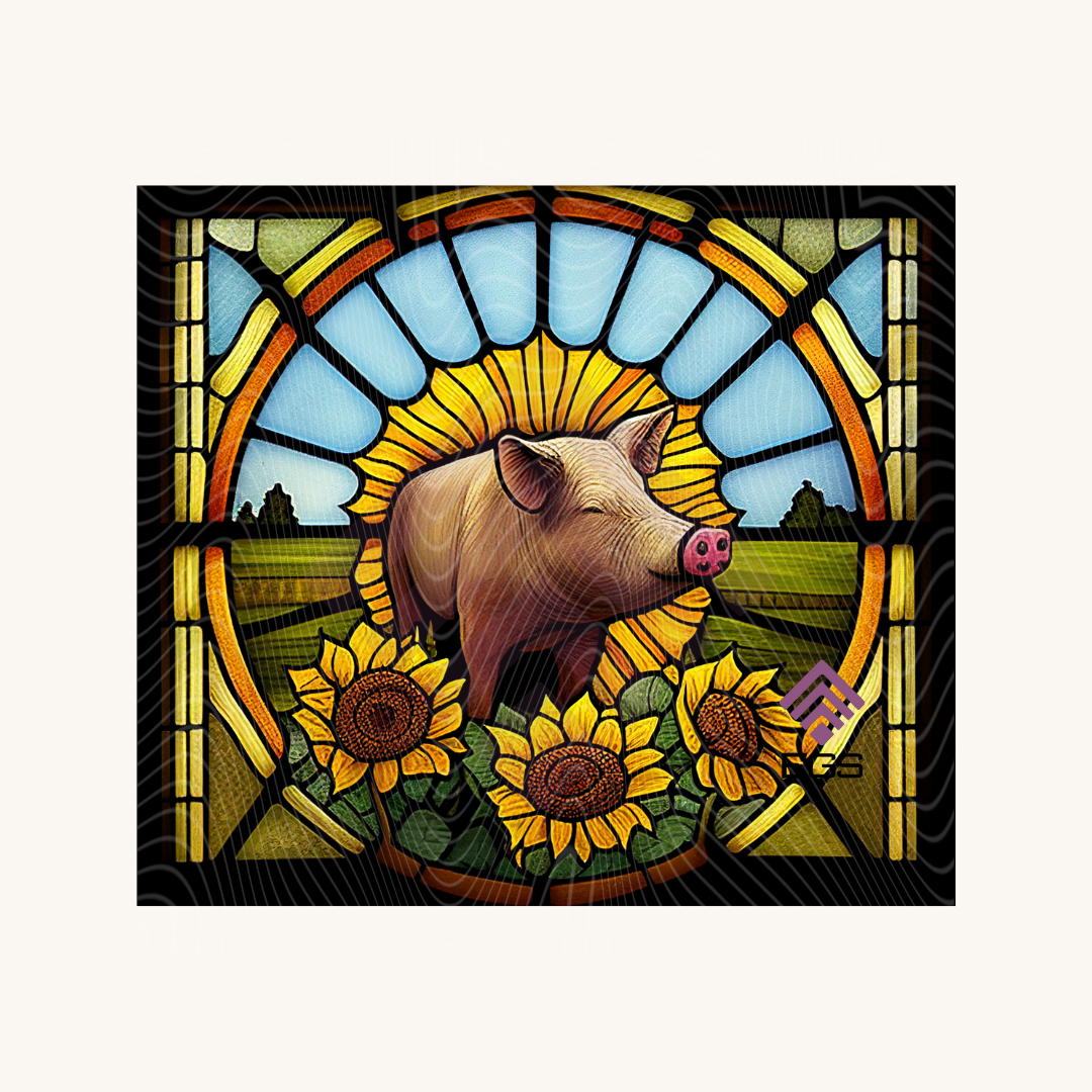Stained Glass Pig Magnet