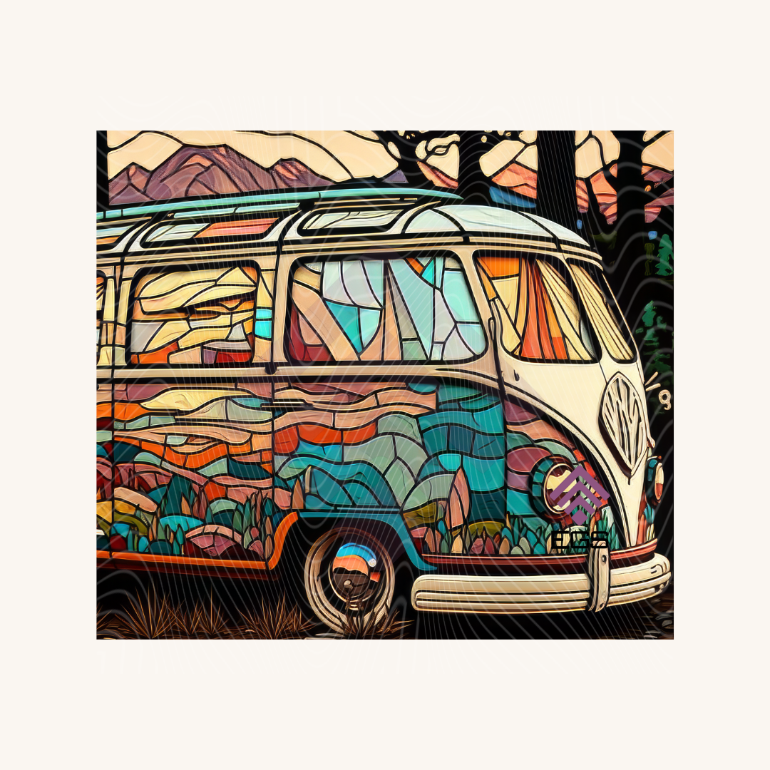 Stained Glass Travel Bus Magnet