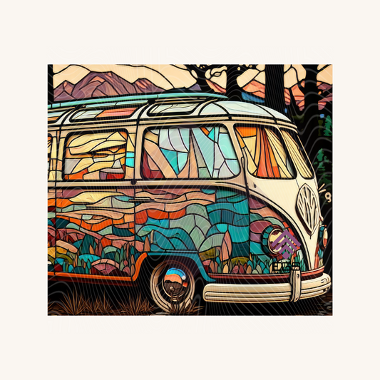 Stained Glass Travel Bus Magnet