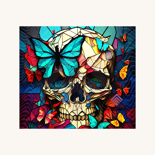 Stained Glass Butterfly Skull Magnet