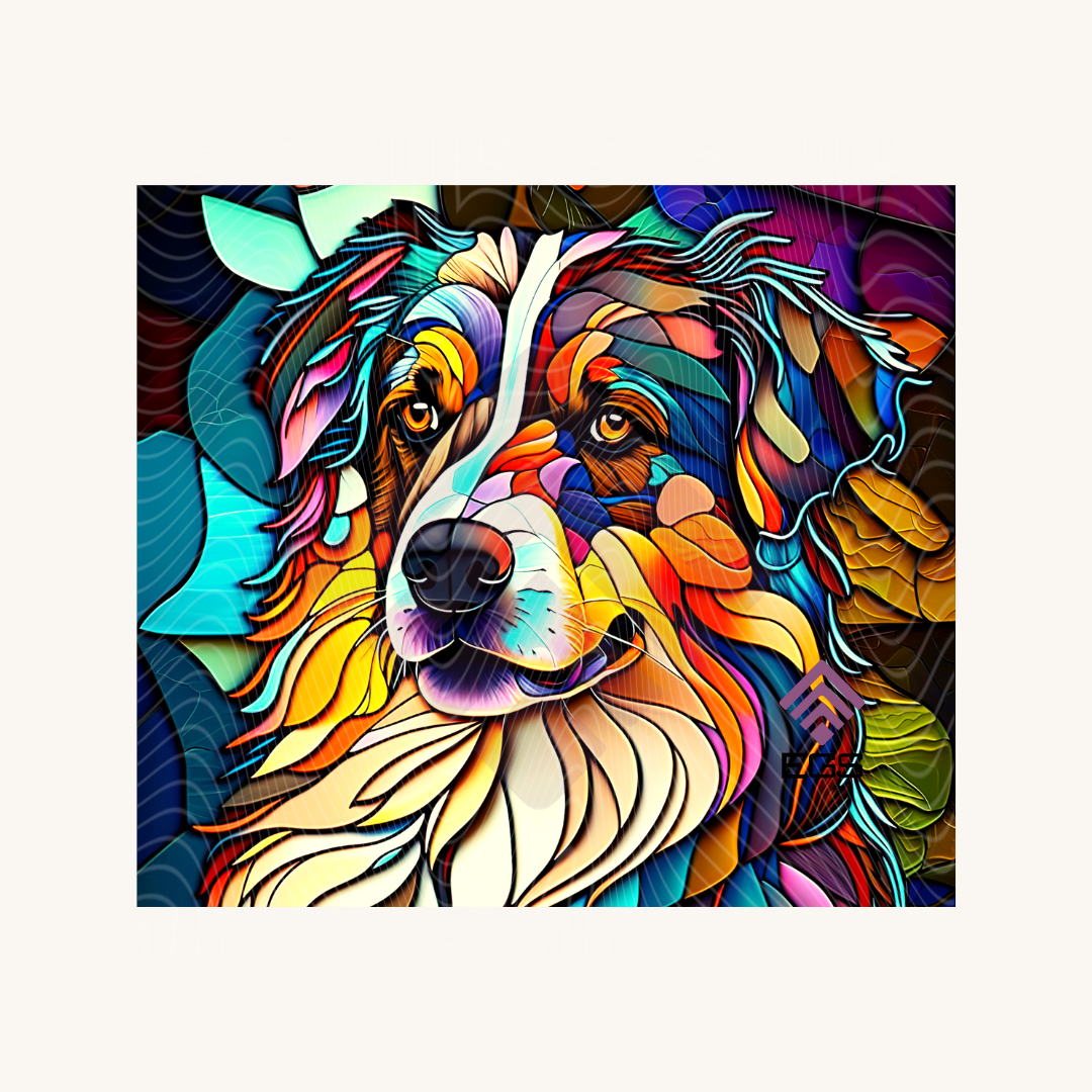 Stained Glass Australian Shepherd Magnet