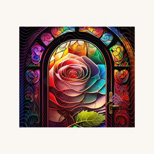 Stained Glass Coloured Rose Magnet