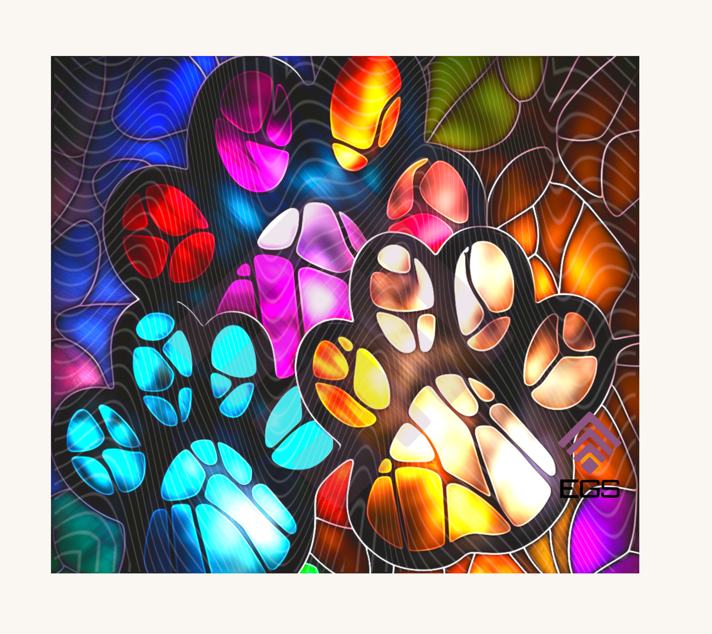Stained Glass Paw Prints Magnet