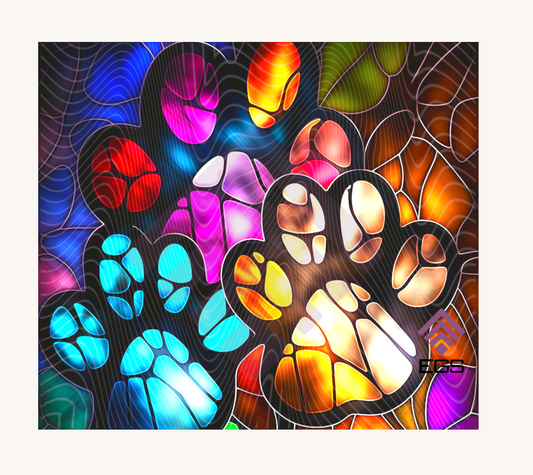 Stained Glass Paw Prints Magnet