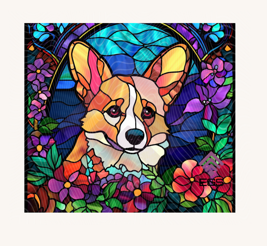 Stained Glass Corgi Magnet