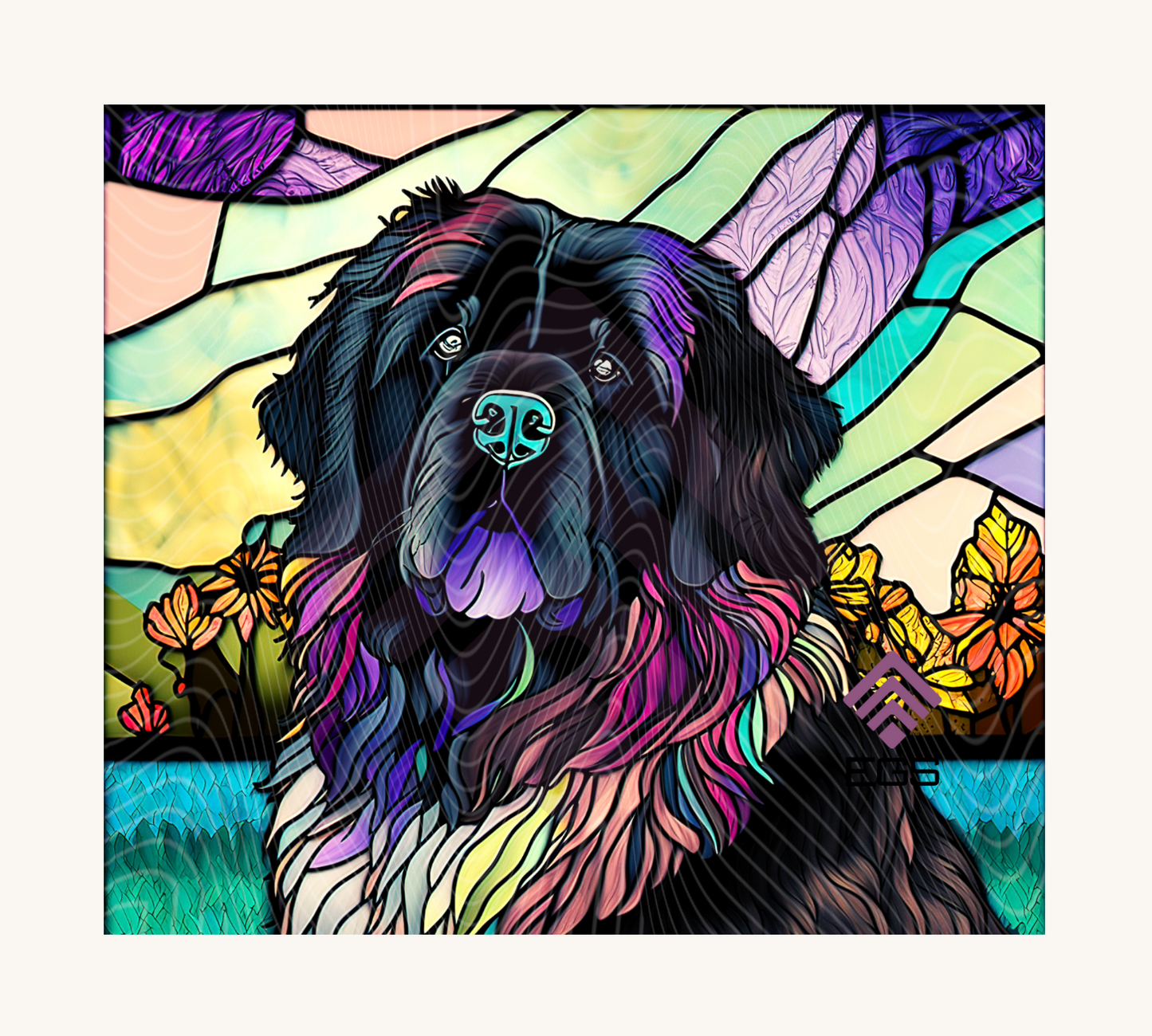 Stained Glass Newfoundland Dog Magnet