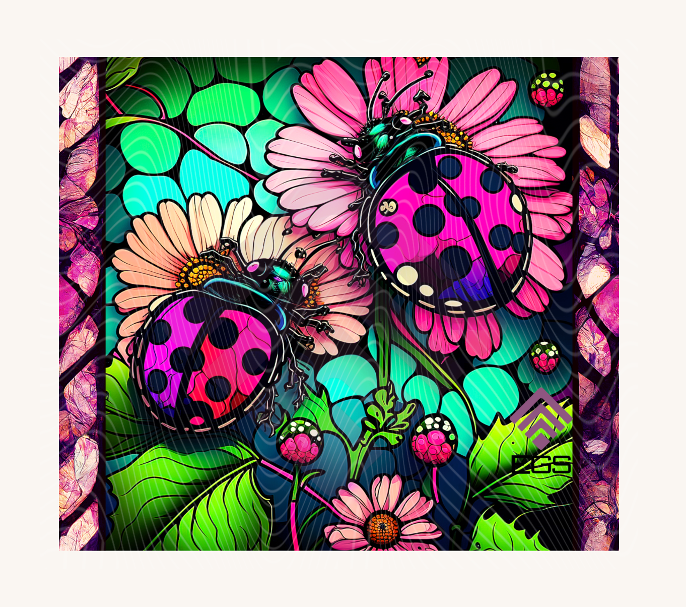 Stained Glass LadyBugs Magnet