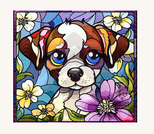 Stained Glass Puppy Petal Dreams Magnet