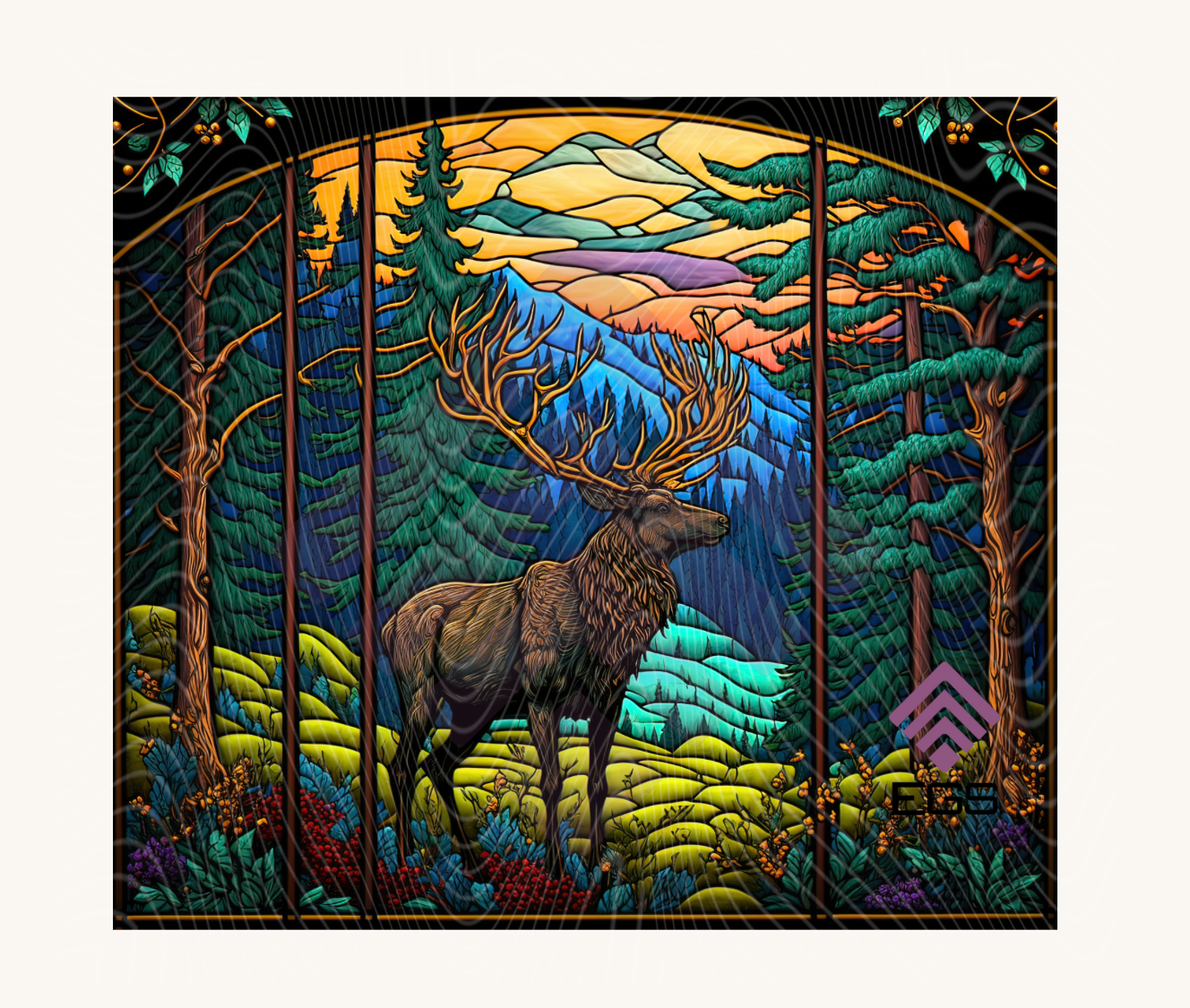 Stained Glass Moose Magnet
