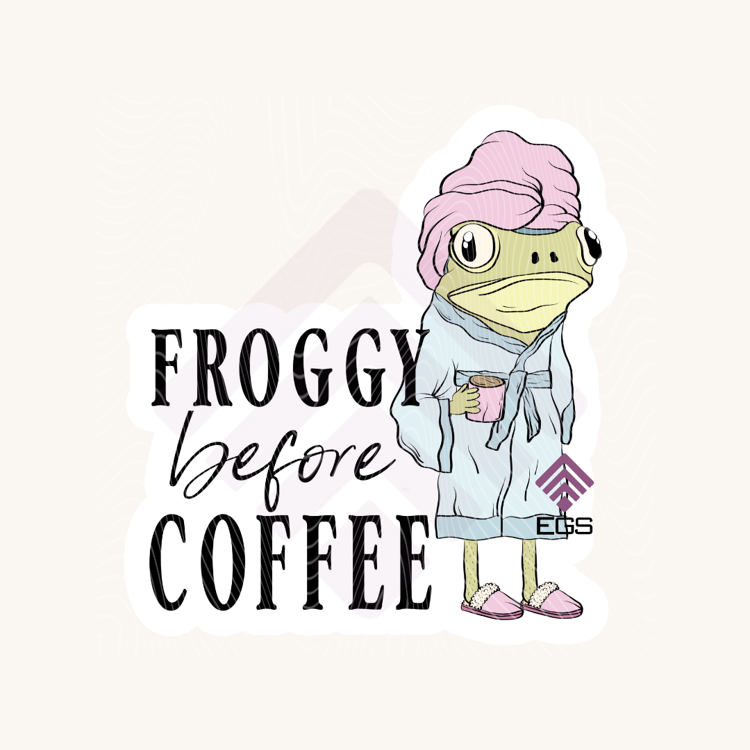 Froggy Before Coffee Sticker
